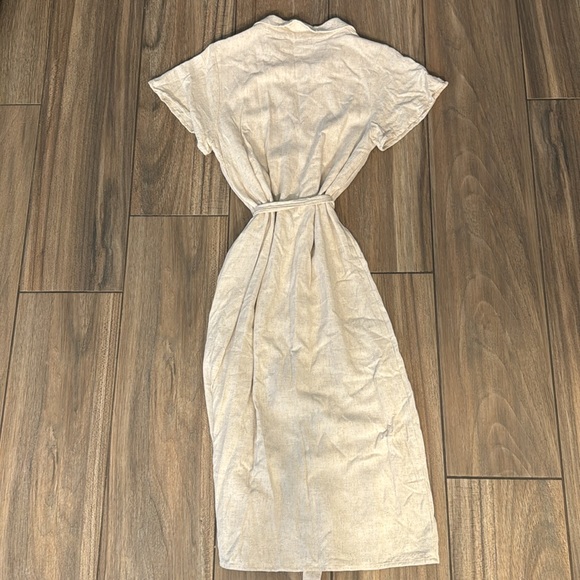 Lulus linen rayon blend button up collared midi shirt dress size medium - Picture 3 of 5